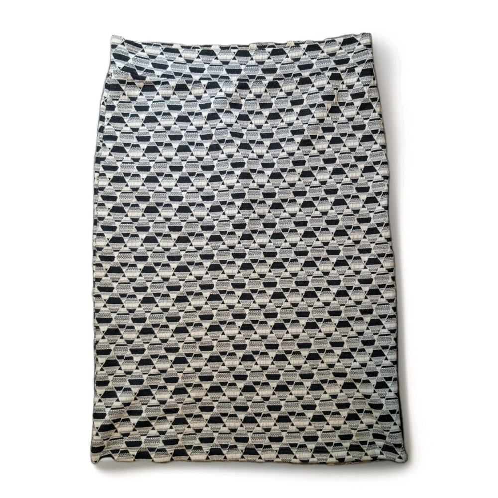 Gilli Geometric Print Stretch Black/White Pencil Skirt L* Business Office